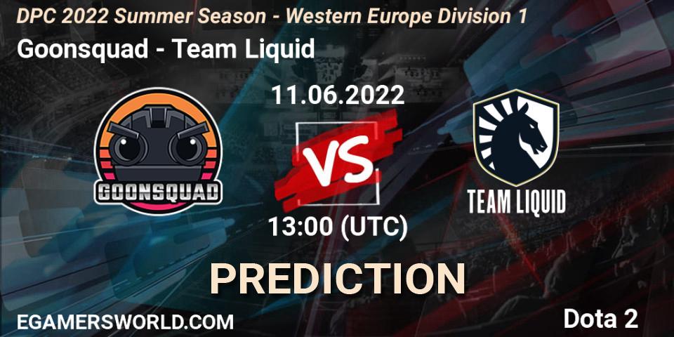 Prognose für das Spiel Goonsquad VS Team Liquid. 11.06.22. Dota 2 - DPC WEU 2021/2022 Tour 3: Division I
