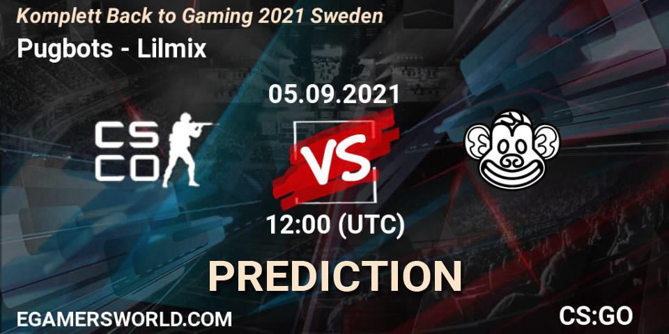 Prognose für das Spiel Pugbots VS Lilmix. 05.09.2021 at 12:00. Counter-Strike (CS2) - Komplett Back to Gaming 2021 Sweden