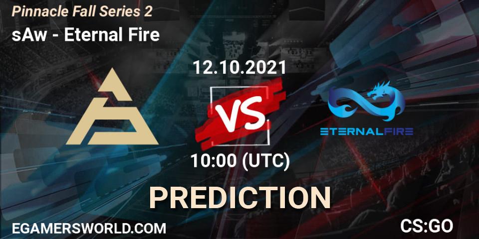 Prognose für das Spiel sAw VS Eternal Fire. 12.10.2021 at 10:00. Counter-Strike (CS2) - Pinnacle Fall Series #2
