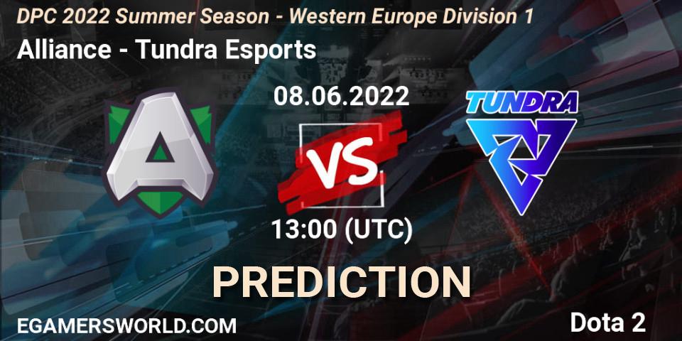 Prognose für das Spiel Alliance VS Tundra Esports. 08.06.22. Dota 2 - DPC WEU 2021/2022 Tour 3: Division I
