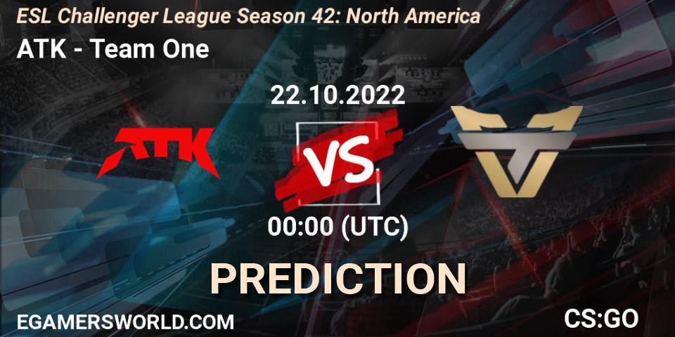 Prognose für das Spiel ATK VS Team One. 22.10.22. CS2 (CS:GO) - ESL Challenger League Season 42: North America