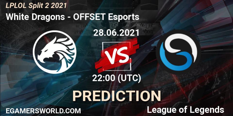 Prognose für das Spiel White Dragons VS OFFSET Esports. 28.06.2021 at 22:15. LoL - LPLOL Split 2 2021