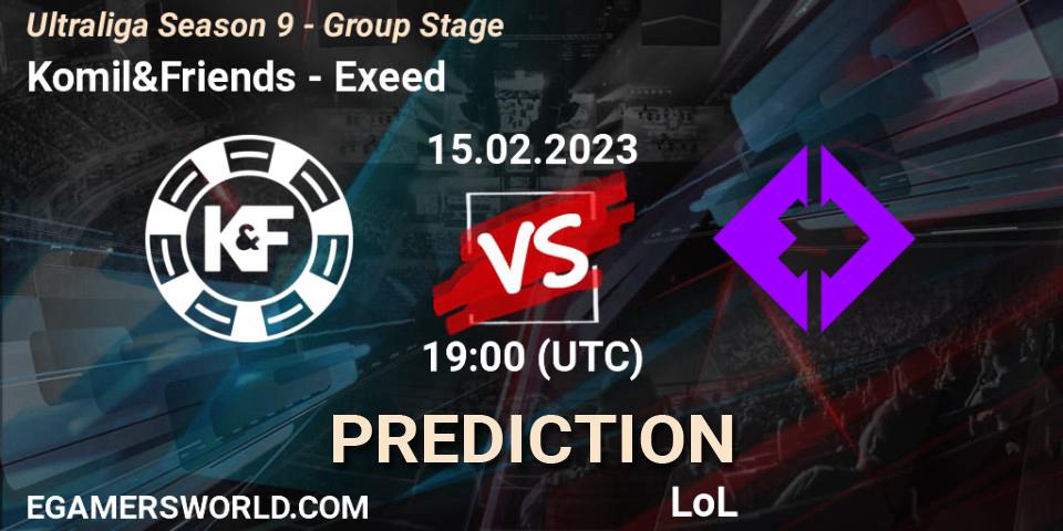 Prognose für das Spiel Komil&Friends VS Exeed. 21.02.2023 at 19:00. LoL - Ultraliga Season 9 - Group Stage
