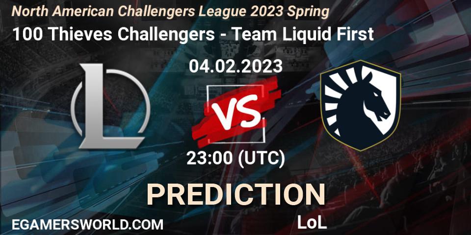 Prognose für das Spiel 100 Thieves Challengers VS Team Liquid First. 04.02.23. LoL - NACL 2023 Spring - Group Stage