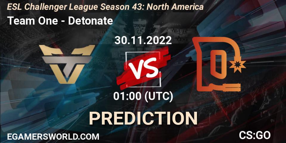 Prognose für das Spiel Team One VS Detonate. 30.11.22. CS2 (CS:GO) - ESL Challenger League Season 43: North America