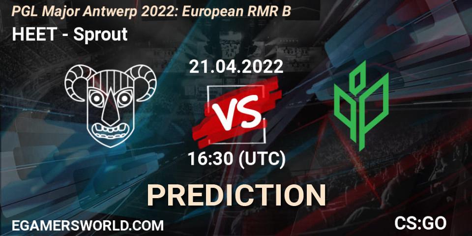 Prognose für das Spiel HEET VS Sprout. 21.04.2022 at 16:35. Counter-Strike (CS2) - PGL Major Antwerp 2022: European RMR B