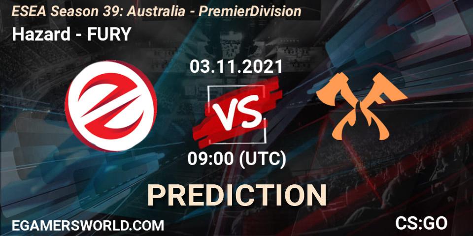Prognose für das Spiel Hazard VS FURY. 03.11.21. CS2 (CS:GO) - ESEA Season 39: Australia - Premier Division
