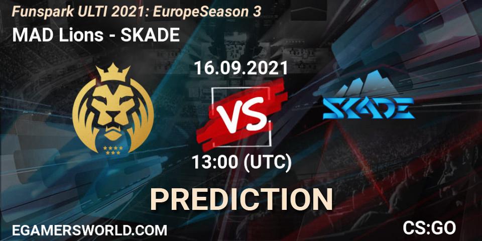 Prognose für das Spiel MAD Lions VS SKADE. 16.09.2021 at 13:00. Counter-Strike (CS2) - Funspark ULTI 2021: Europe Season 3