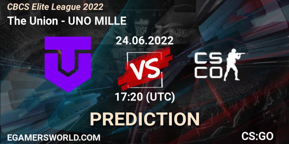 Prognose für das Spiel The Union VS UNO MILLE. 24.06.2022 at 17:20. Counter-Strike (CS2) - CBCS Elite League 2022