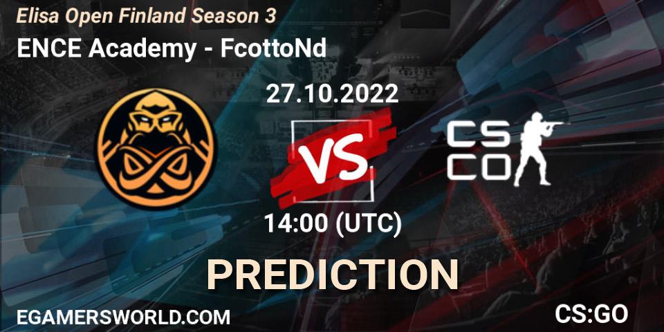 Prognose für das Spiel ENCE Academy VS FcottoNd. 27.10.2022 at 14:00. Counter-Strike (CS2) - Elisa Open Suomi Season 3