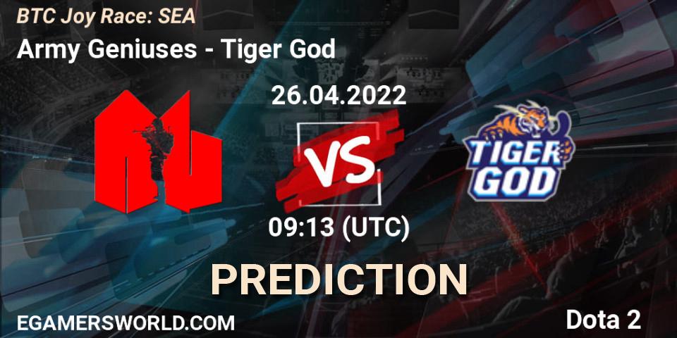 Prognose für das Spiel Army Geniuses VS Tiger God. 26.04.22. Dota 2 - BTC Joy Race: SEA