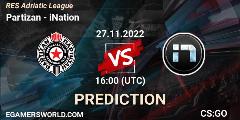 Prognose für das Spiel Partizan VS iNation. 27.11.22. CS2 (CS:GO) - RES Adriatic League