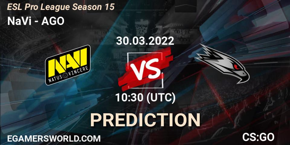 Prognose für das Spiel NaVi VS AGO. 30.03.22. CS2 (CS:GO) - ESL Pro League Season 15