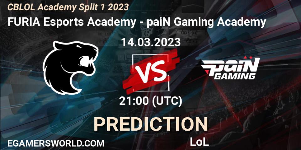 Prognose für das Spiel FURIA Esports Academy VS paiN Gaming Academy. 14.03.2023 at 21:00. LoL - CBLOL Academy Split 1 2023