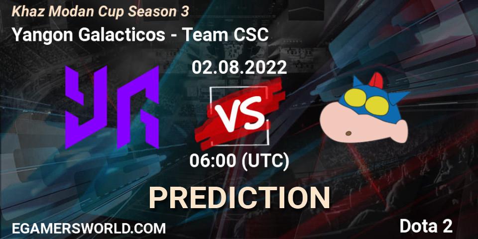 Prognose für das Spiel Yangon Galacticos VS Team CSC. 02.08.2022 at 09:01. Dota 2 - Khaz Modan Cup Season 3