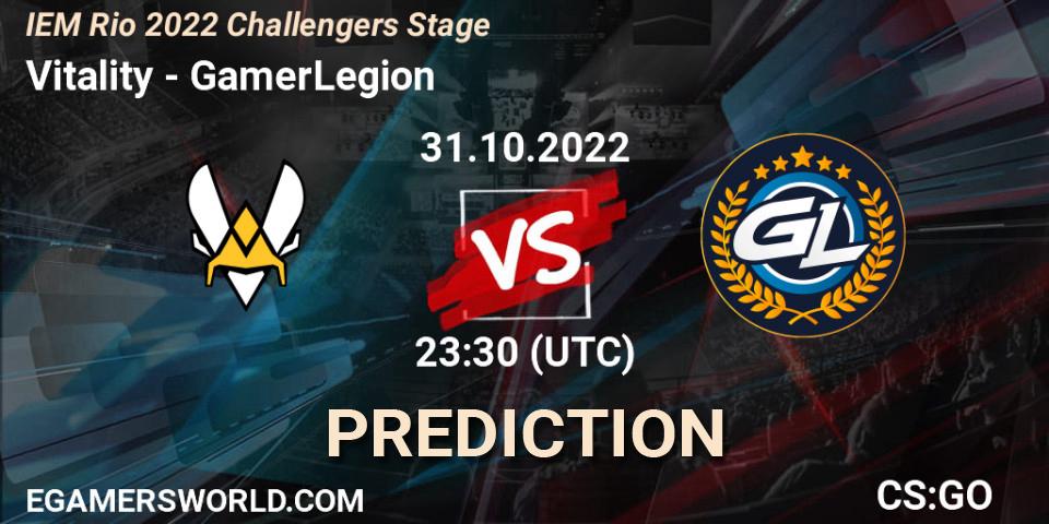 Prognose für das Spiel Vitality VS GamerLegion. 01.11.22. CS2 (CS:GO) - IEM Rio 2022 Challengers Stage