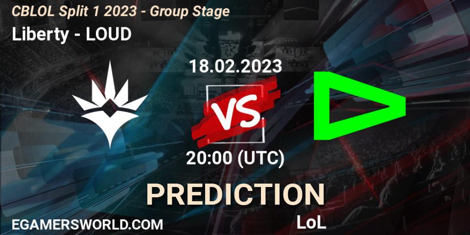 Prognose für das Spiel Liberty VS LOUD. 18.02.2023 at 20:20. LoL - CBLOL Split 1 2023 - Group Stage