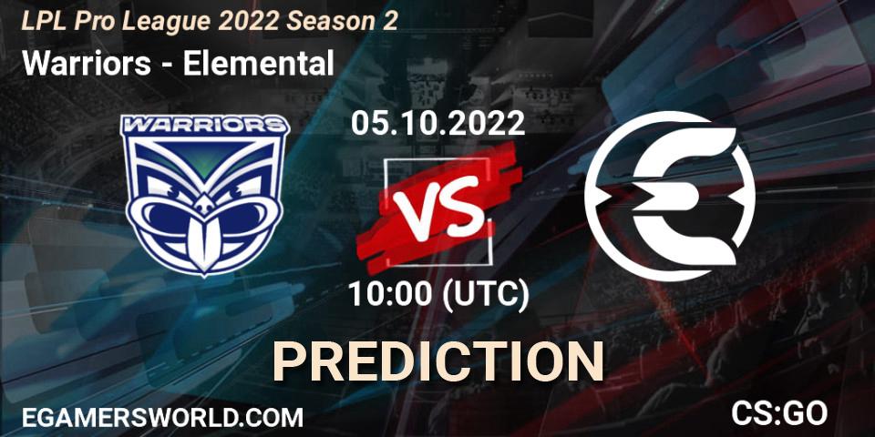 Prognose für das Spiel Warriors VS Elemental. 05.10.22. CS2 (CS:GO) - LPL Pro League 2022 Season 2
