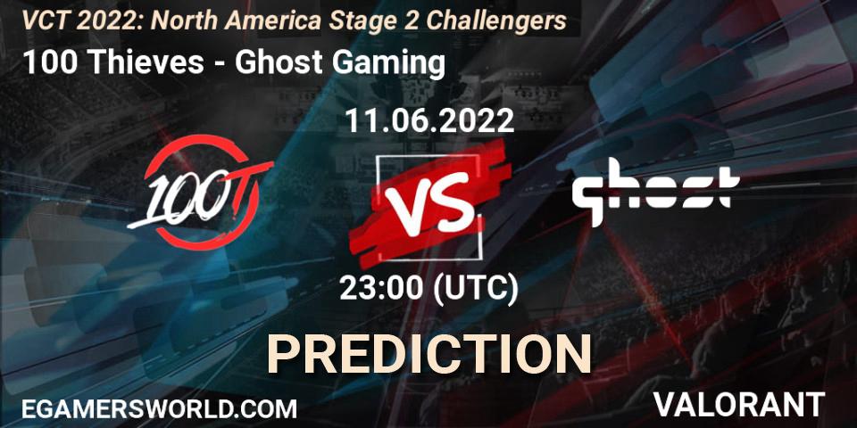 Prognose für das Spiel 100 Thieves VS Ghost Gaming. 11.06.2022 at 23:45. VALORANT - VCT 2022: North America Stage 2 Challengers