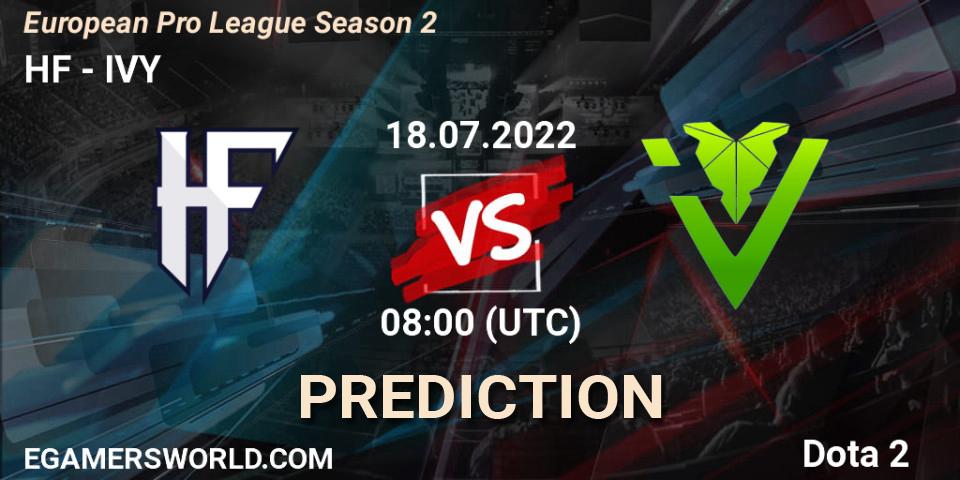 Prognose für das Spiel HF VS IVY. 18.07.2022 at 08:21. Dota 2 - European Pro League Season 2