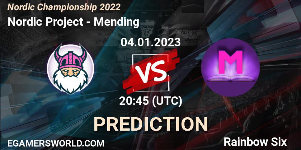 Prognose für das Spiel Nordic Project VS Mending. 04.01.2023 at 20:45. Rainbow Six - Nordic Championship 2022