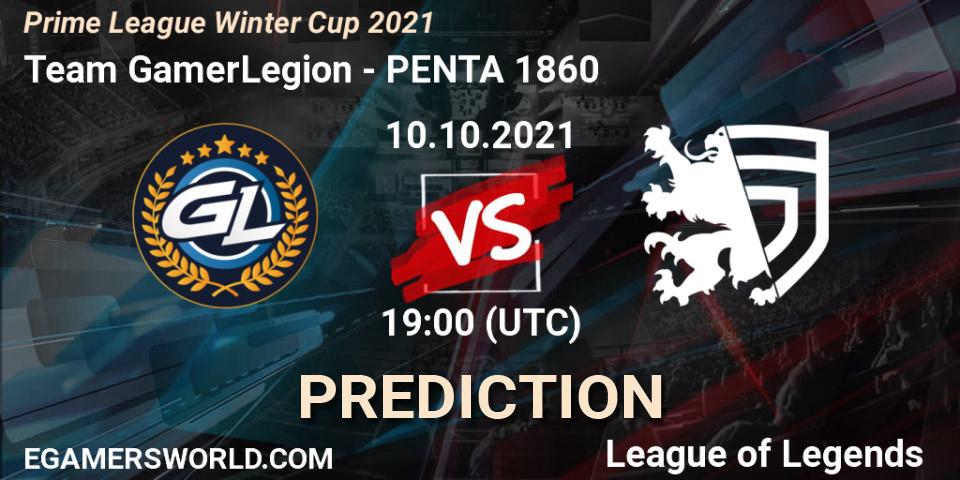 Prognose für das Spiel Team GamerLegion VS PENTA 1860. 10.10.2021 at 19:00. LoL - Prime League Winter Cup 2021