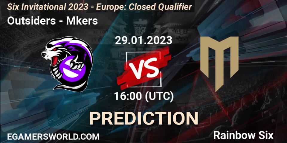 Prognose für das Spiel Outsiders VS Mkers. 29.01.23. Rainbow Six - Six Invitational 2023 - Europe: Closed Qualifier
