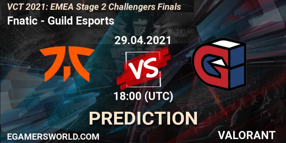 Prognose für das Spiel Fnatic VS Guild Esports. 29.04.2021 at 18:00. VALORANT - VCT 2021: EMEA Stage 2 Challengers Finals