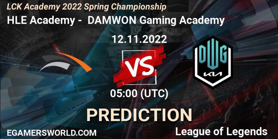 Prognose für das Spiel HLE Academy VS DAMWON Gaming Academy. 12.11.2022 at 05:00. LoL - LCK Academy 2022 Spring Championship