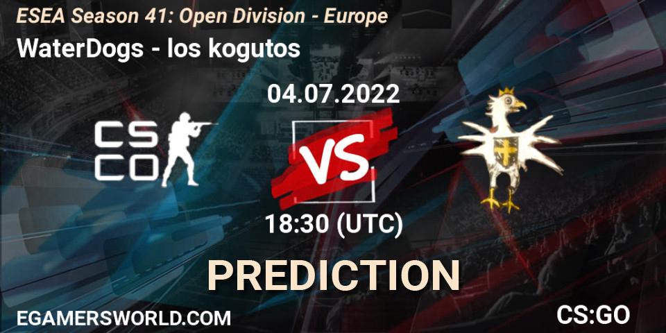 Prognose für das Spiel WaterDogs VS los kogutos. 04.07.2022 at 18:30. Counter-Strike (CS2) - ESEA Season 41: Open Division - Europe