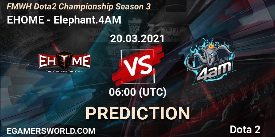 Prognose für das Spiel EHOME VS Elephant.4AM. 20.03.2021 at 06:00. Dota 2 - FMWH Dota2 Championship Season 3