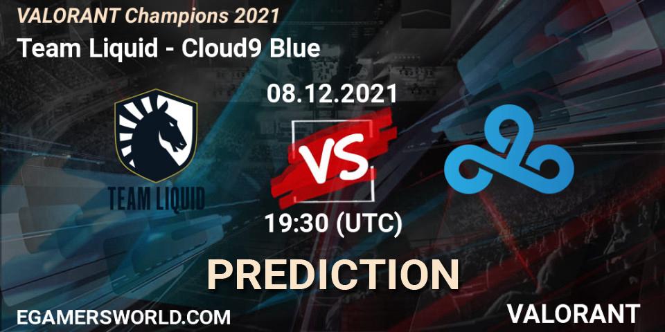 Prognose für das Spiel Team Liquid VS Cloud9 Blue. 08.12.2021 at 20:00. VALORANT - VALORANT Champions 2021