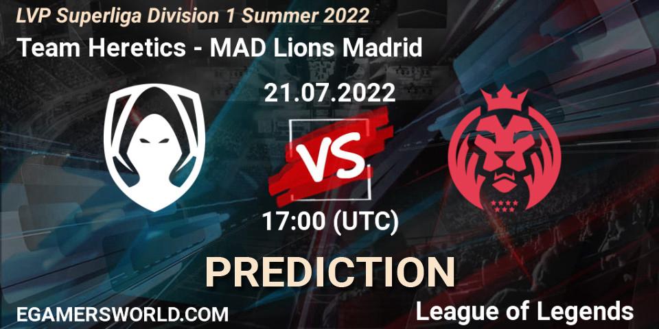 Prognose für das Spiel Team Heretics VS MAD Lions Madrid. 21.07.22. LoL - LVP Superliga Division 1 Summer 2022