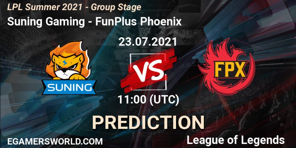 Prognose für das Spiel Suning Gaming VS FunPlus Phoenix. 23.07.21. LoL - LPL Summer 2021 - Group Stage