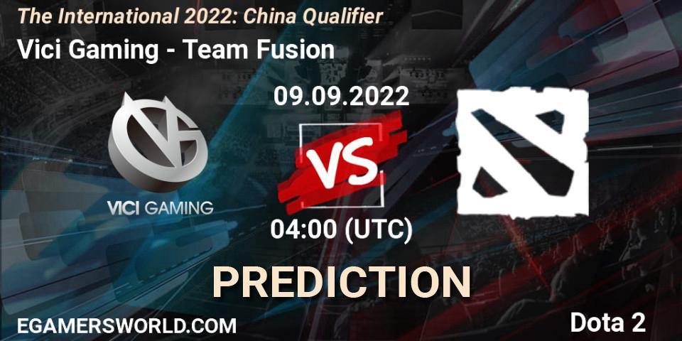 Prognose für das Spiel Vici Gaming VS Team Fusion. 09.09.2022 at 04:30. Dota 2 - The International 2022: China Qualifier