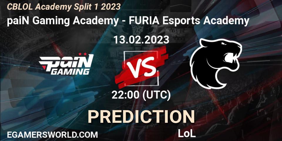 Prognose für das Spiel paiN Gaming Academy VS FURIA Esports Academy. 13.02.2023 at 22:00. LoL - CBLOL Academy Split 1 2023