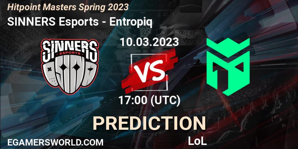 Prognose für das Spiel SINNERS Esports VS Entropiq. 14.02.23. LoL - Hitpoint Masters Spring 2023