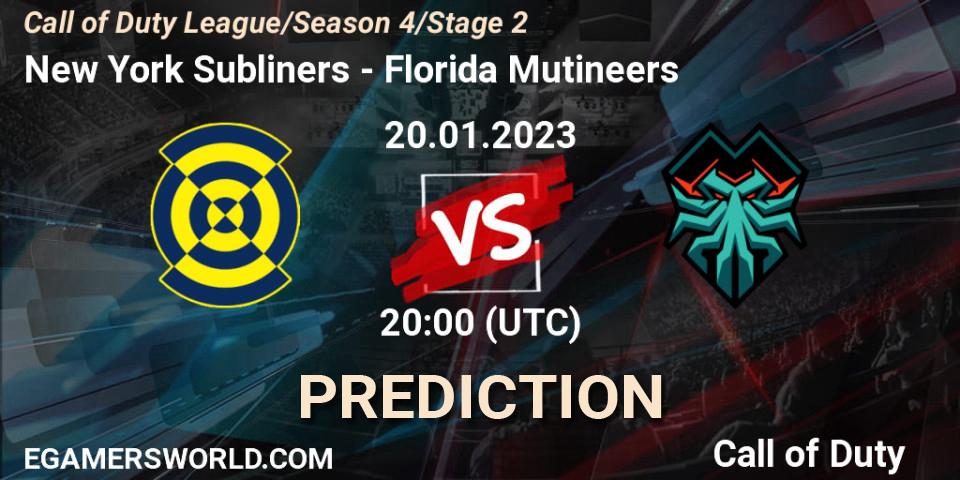 Prognose für das Spiel New York Subliners VS Florida Mutineers. 20.01.23. Call of Duty - Call of Duty League 2023: Stage 2 Major Qualifiers