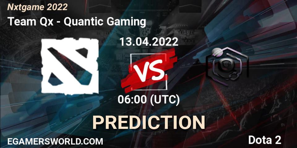 Prognose für das Spiel Team Qx VS Quantic Gaming. 19.04.2022 at 07:00. Dota 2 - Nxtgame 2022
