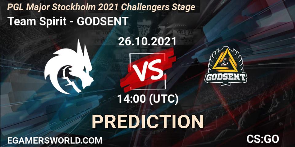 Prognose für das Spiel Team Spirit VS GODSENT. 26.10.21. CS2 (CS:GO) - PGL Major Stockholm 2021 Challengers Stage
