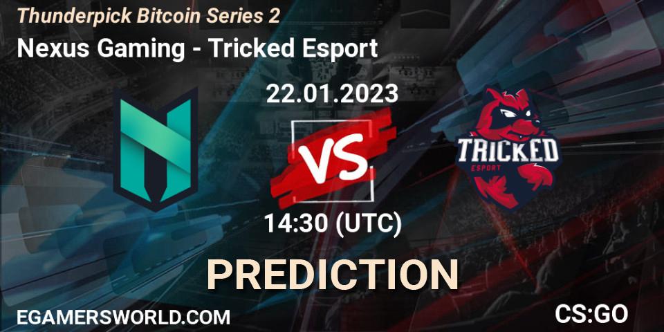 Prognose für das Spiel Nexus Gaming VS Tricked Esport. 22.01.2023 at 14:30. Counter-Strike (CS2) - Thunderpick Bitcoin Series 2