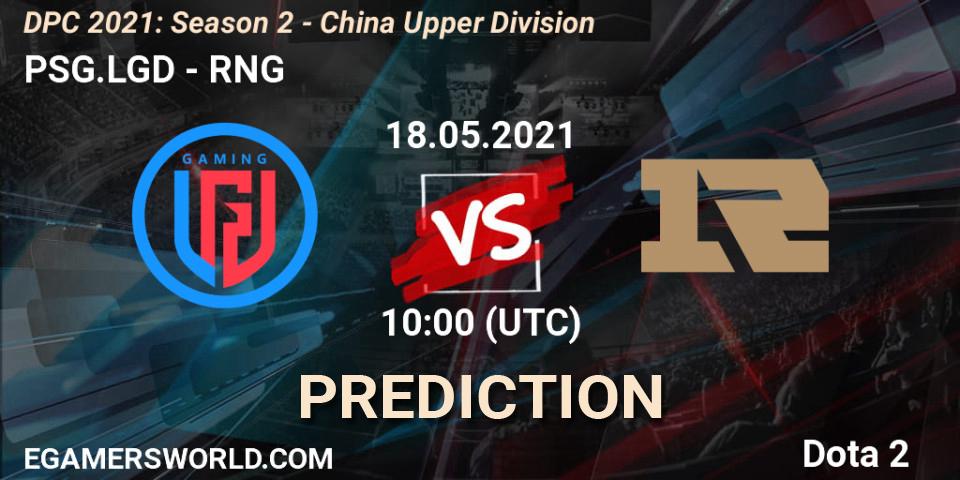 Prognose für das Spiel PSG.LGD VS RNG. 18.05.2021 at 09:55. Dota 2 - DPC 2021: Season 2 - China Upper Division