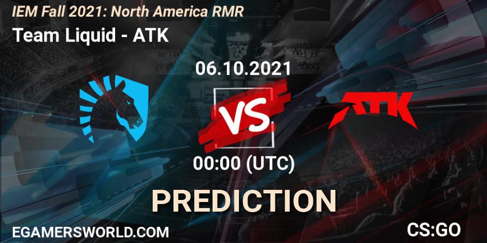 Prognose für das Spiel Team Liquid VS ATK. 06.10.21. CS2 (CS:GO) - IEM Fall 2021: North America RMR