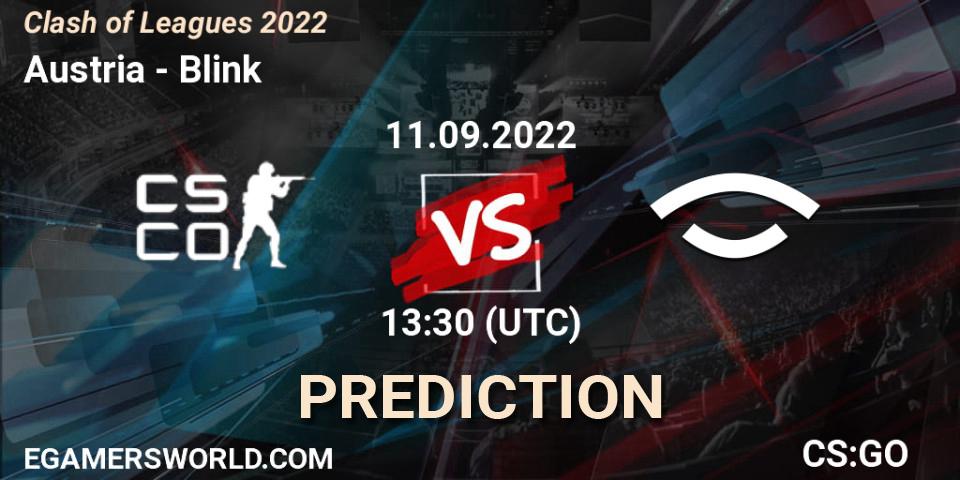 Prognose für das Spiel Austria VS Blink. 11.09.2022 at 13:30. Counter-Strike (CS2) - Clash of Leagues 2022