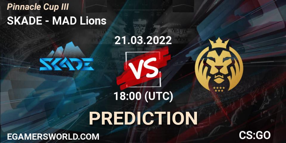 Prognose für das Spiel SKADE VS MAD Lions. 21.03.2022 at 18:00. Counter-Strike (CS2) - Pinnacle Cup #3