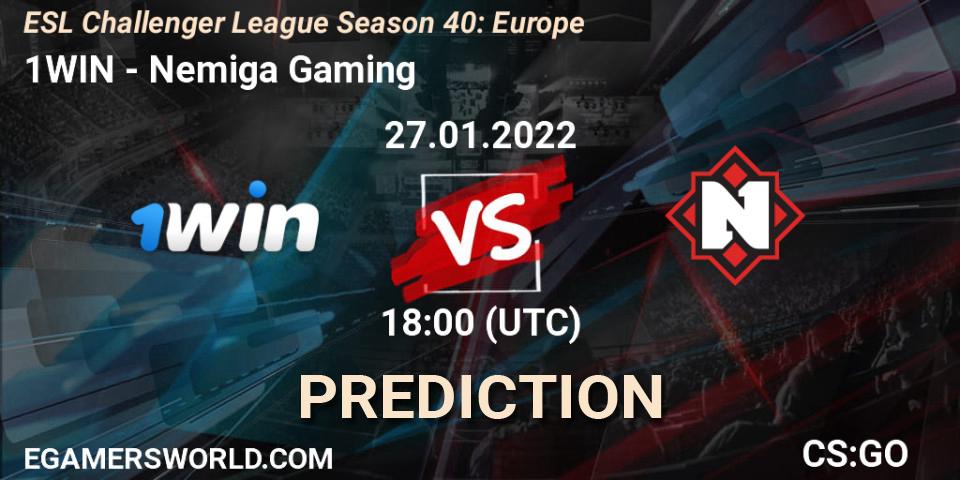 Prognose für das Spiel 1WIN VS Nemiga Gaming. 01.02.2022 at 18:00. Counter-Strike (CS2) - ESL Challenger League Season 40: Europe