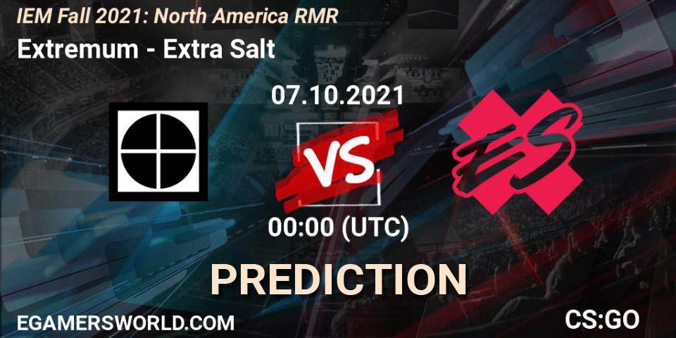 Prognose für das Spiel Extremum VS Extra Salt. 07.10.21. CS2 (CS:GO) - IEM Fall 2021: North America RMR