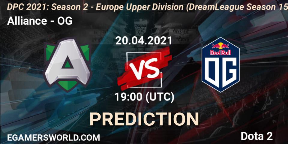 Prognose für das Spiel Alliance VS OG. 20.04.21. Dota 2 - DPC 2021: Season 2 - Europe Upper Division (DreamLeague Season 15)