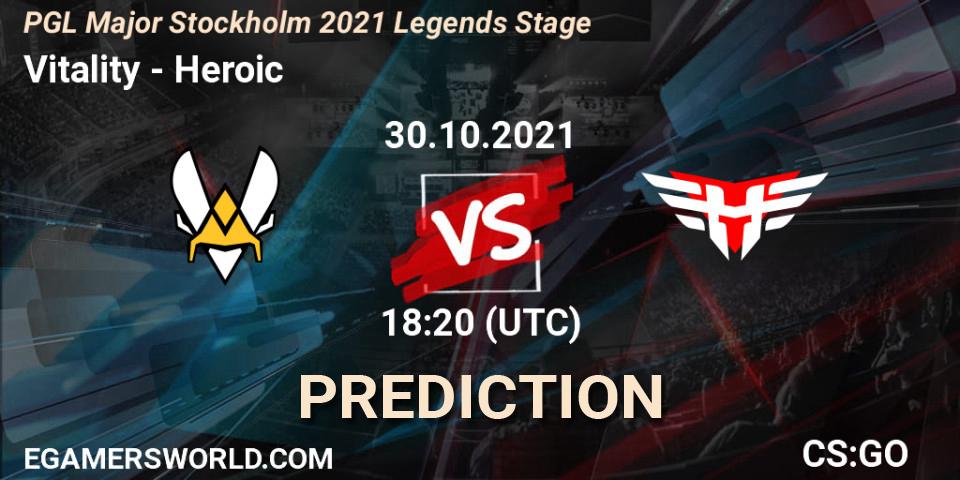 Prognose für das Spiel Vitality VS Heroic. 30.10.2021 at 18:15. Counter-Strike (CS2) - PGL Major Stockholm 2021 Legends Stage