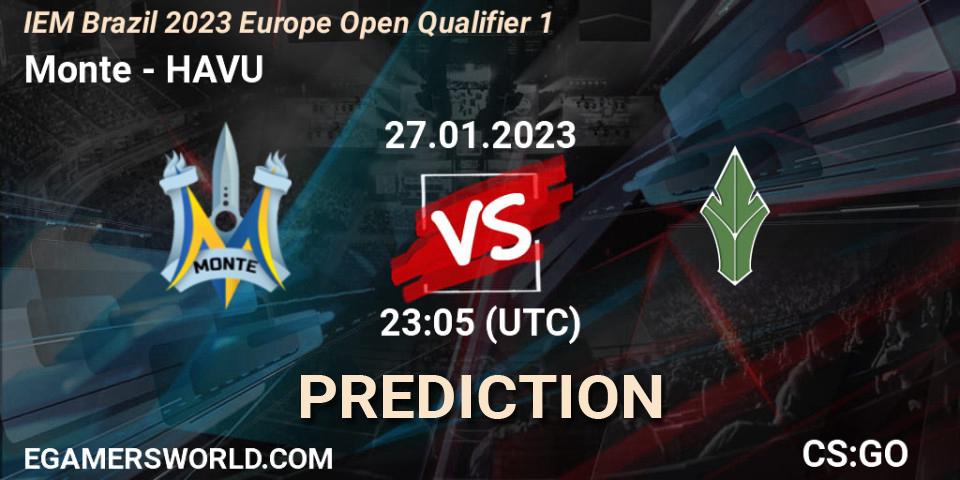 Prognose für das Spiel Monte VS HAVU. 28.01.23. CS2 (CS:GO) - IEM Brazil Rio 2023 Europe Open Qualifier 1